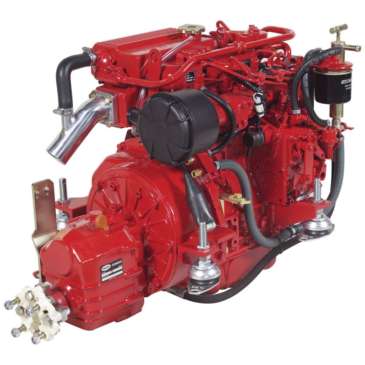 Motore diesel marino Beta Marine 30, tre cilindri, visto di tre quarti